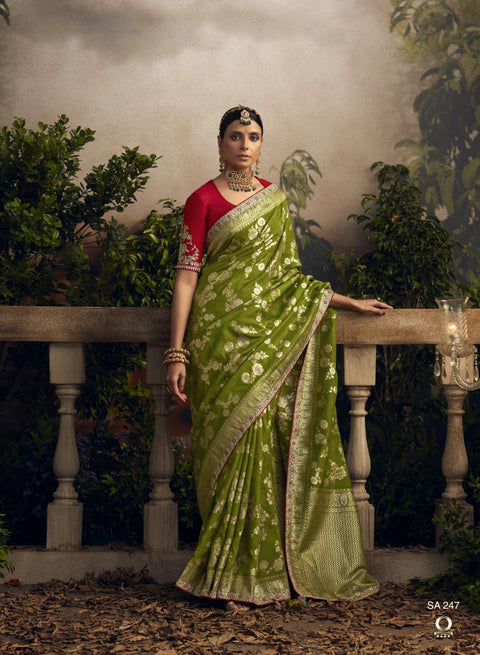 Green Wedding Wear saree with blouse in USA, Perfect for Indian Wedding Wear sequins saree For Woman