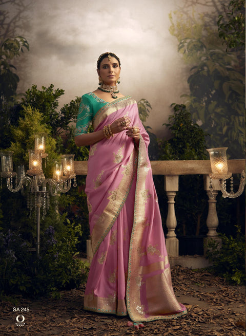 Pink Wedding Wear saree with blouse in USA, Perfect for Indian Wedding Wear sequins saree For Woman