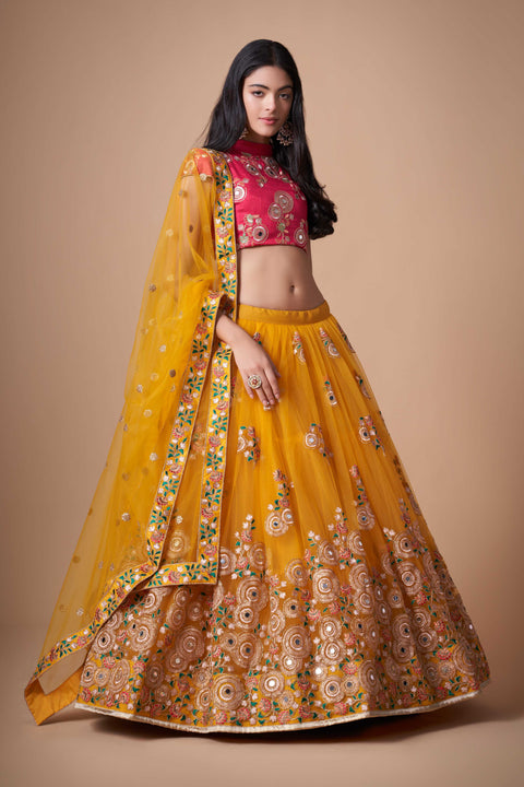 Trendy Yellow fancy lehenga Choli for women with Dupattaa in USA