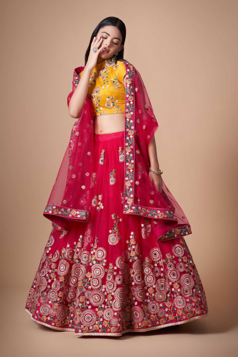 Vibrant Dark Red fancy lehenga Choli for women with Dupattaa in USA