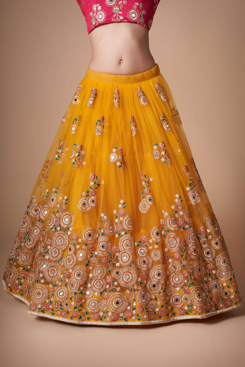 Trendy Yellow fancy lehenga Choli for women with Dupattaa in USA