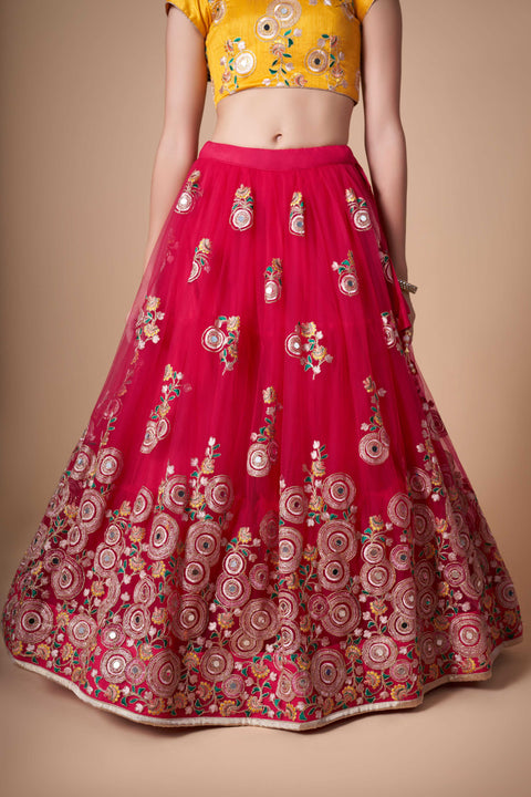 Vibrant Dark Red fancy lehenga Choli for women with Dupattaa in USA