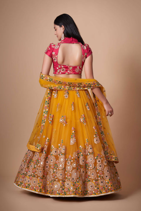 Trendy Yellow fancy lehenga Choli for women with Dupattaa in USA