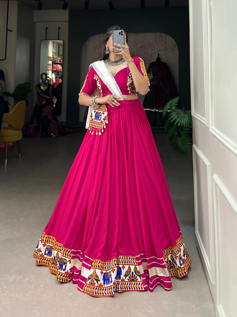 Embroidered Pink Cotton Sequnce fancy lehenga Choli for women with Dupatta in USA