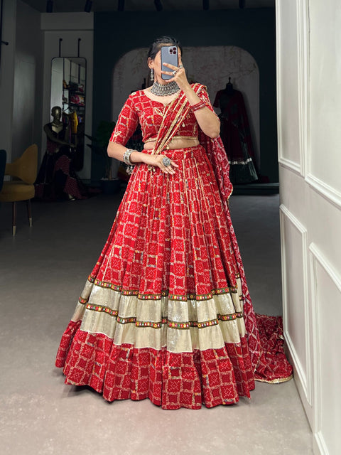 Stylish Red Rayon lehenga Choli For women with Dupatta in USA