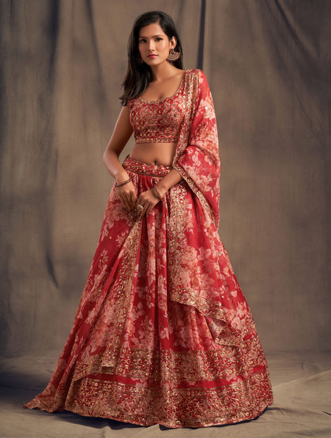 Trendy Floral Organza Bollywood lehenga choli for women with Dupatta Indian Designer Ready to wear partywear Lehenga Choli Trendy Lehenga - ReadyToWearshop