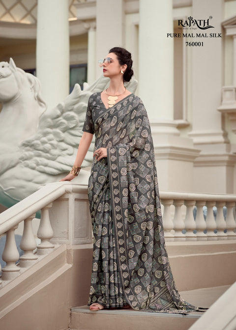 Grey saree with blouse in USA, Perfect for Indian Daily Wear sequins saree For Woman