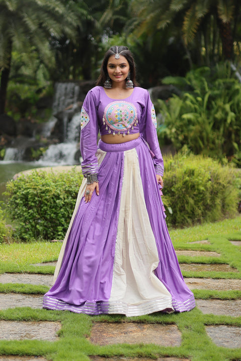 Purple Made for Navratri Season, Designer Readymade Rayon Lehenga choli Set for women