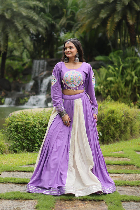 Purple Made for Navratri Season, Designer Readymade Rayon Lehenga choli Set for women