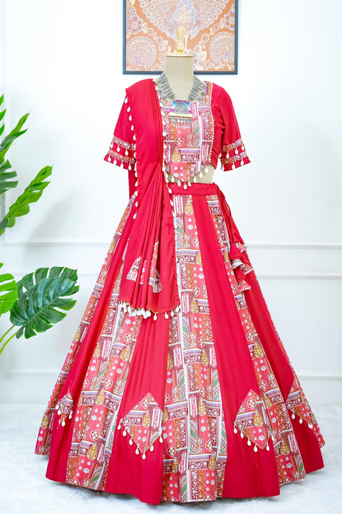 Pink Digital print with kodi lace broder lehenga choli for women in USA