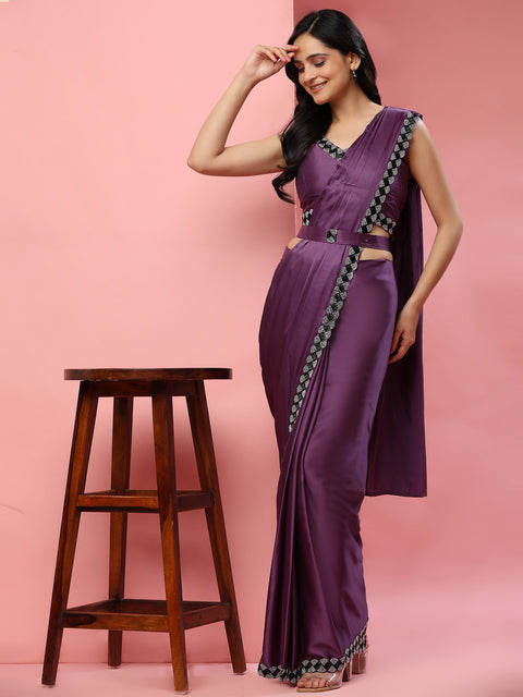 Purple Sequins Indian saree with blouse in USA, Perfect for Indian wedding partywear sequins saree