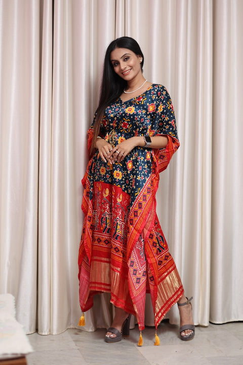 Blue And Red kaftan is perfect your style. It's your time to add this beauty to your wardrobe and rock the shaadi season