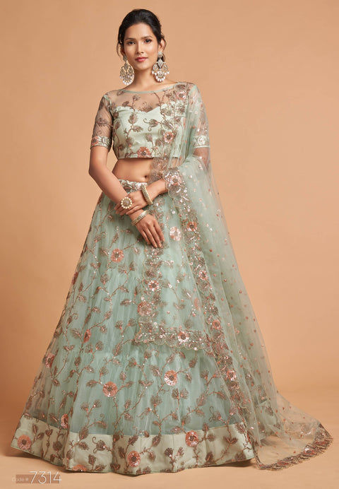 Beautiful Sky Blue fancy lehenga Choli for women with Dupatta in USA