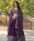 Lehenga choli for women, Heavy sequins and thread embroidered work lehenga choli with four side lace border dupatta, lehenga choli in usa - ReadyToWearshop