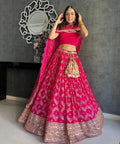 Subtle Georgette Pink  Embroidered Attractive Party Wear Silk Lehenga choli for women Indian Designer partywear Lehengacholi for women - ReadyToWearshop