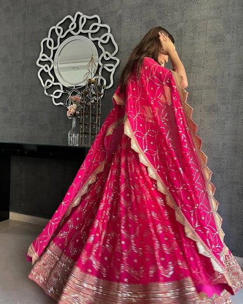 Subtle Georgette Pink  Embroidered Attractive Party Wear Silk Lehenga choli for women Indian Designer partywear Lehengacholi for women - ReadyToWearshop