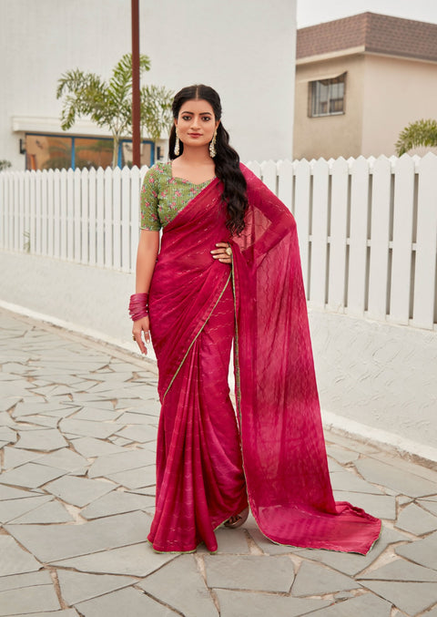 Pink indian saree with blouse in ,USA Perfect for Indian wedding or party wear for women