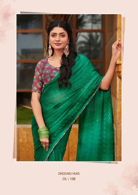 indian green saree with blouse in ,USA Perfect for Indian wedding or party wear for women