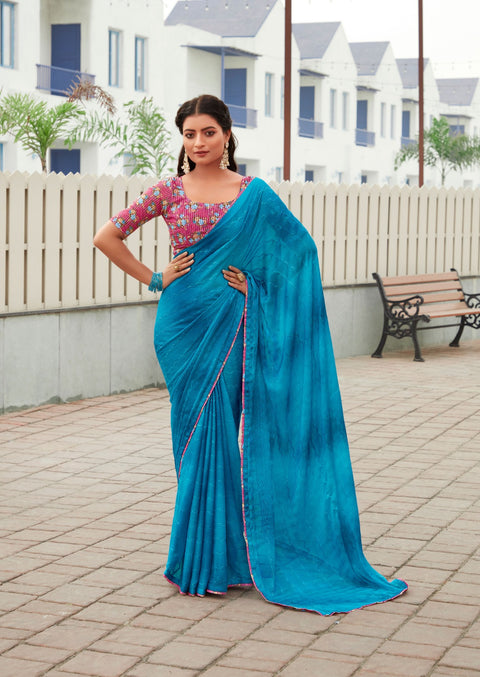 Blue Indian saree with blouse in ,USA Perfect for Indian wedding or party wear for women