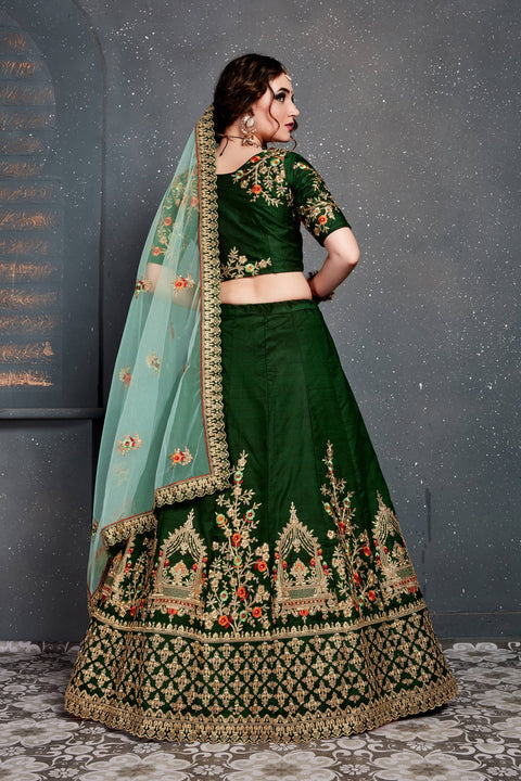 Beautiful Dark Green lehenga choli dupatta For Women And Girls in USA