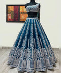 Alluring Teal Blue lehenga choli for women ready to wear in USA Free Shipping partywear wedding lehenga choli for girls Lehenga choli - ReadyToWearshop