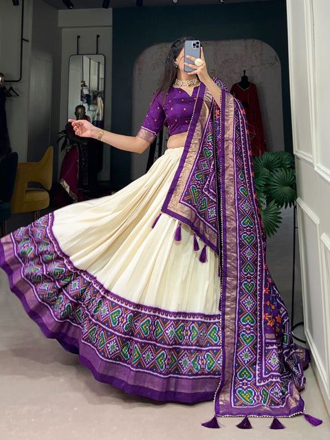 Purple Wedding Grace in Patola Print lehenga choli for women in USA .