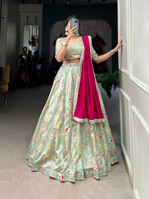 Green Bloom in silk, shine in style lehenga choli for women