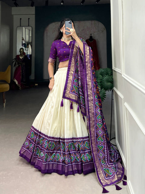 Purple Wedding Grace in Patola Print lehenga choli for women in USA .