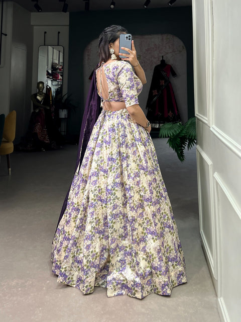 Purple Bloom in silk, shine in style lehenga choli for women