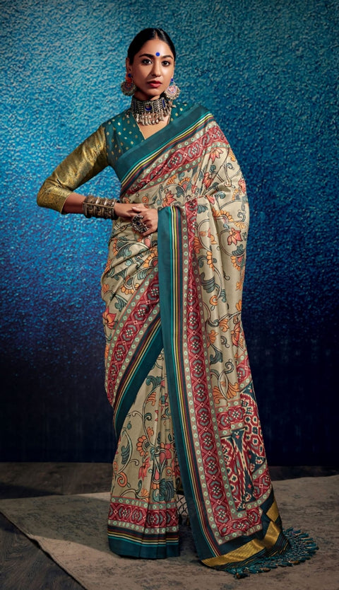 Teal Blue beautiful Indian saree with blouse in ,USA Perfect for Indian wedding or party wear for women