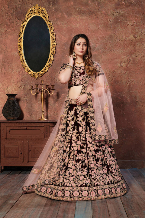 Elegant Maroon lehenga choli dupatta For Women And Girls in USA