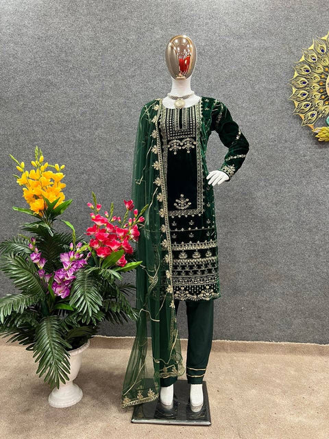 Green Designer Party Wear Look Top-Dupatta and Fully Stiched Bottom For Woman