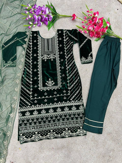 Green Designer Party Wear Look Top-Dupatta and Fully Stiched Bottom For Woman