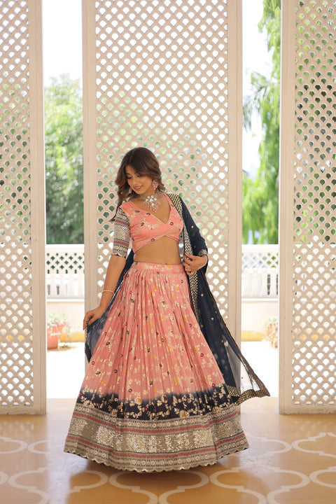 Light Pink Designer Dyeable Pure Viscose Jacquard fabric Lehenga Choli & Dupatta Set For Women