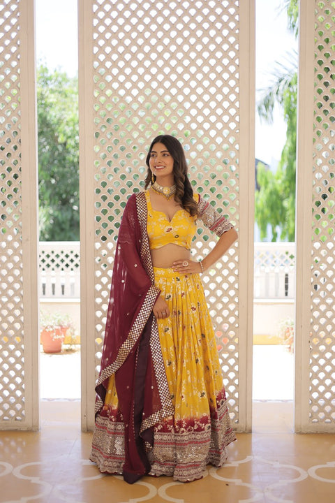 Yellow Designer Dyeable Pure Viscose Jacquard fabric Lehenga Choli & Dupatta Set For Women