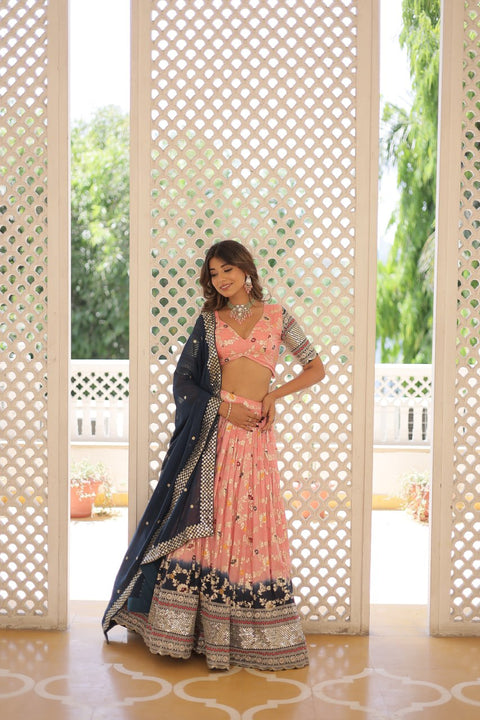 Light Pink Designer Dyeable Pure Viscose Jacquard fabric Lehenga Choli & Dupatta Set For Women