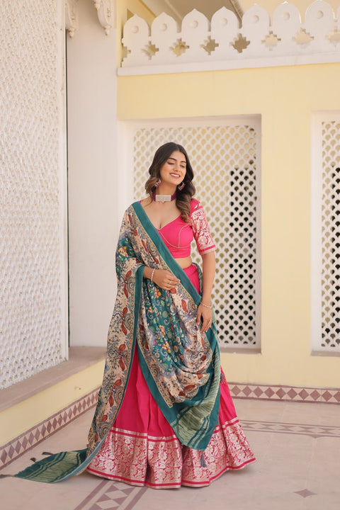 Pink allure of Trending Viscose Lehenga Choli With Gajji silk Dupatta. Discover the perfect fusion of elegance for women