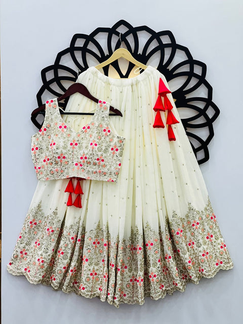 Presenting White New Wedding Collection Lehenga Choli With Full Heavy Embroidery Sequence Work For Women