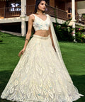 Amazing white partywear sequins lehenga choli for women usa, Indian wedding guest lehenga choli in usa, Free shipping lehenga choli - ReadyToWearshop