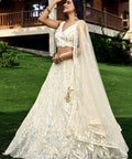 Amazing white partywear sequins lehenga choli for women usa, Indian wedding guest lehenga choli in usa, Free shipping lehenga choli - ReadyToWearshop