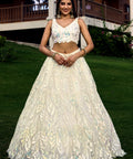 Amazing white partywear sequins lehenga choli for women usa, Indian wedding guest lehenga choli in usa, Free shipping lehenga choli - ReadyToWearshop