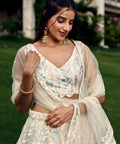 Amazing white partywear sequins lehenga choli for women usa, Indian wedding guest lehenga choli in usa, Free shipping lehenga choli - ReadyToWearshop