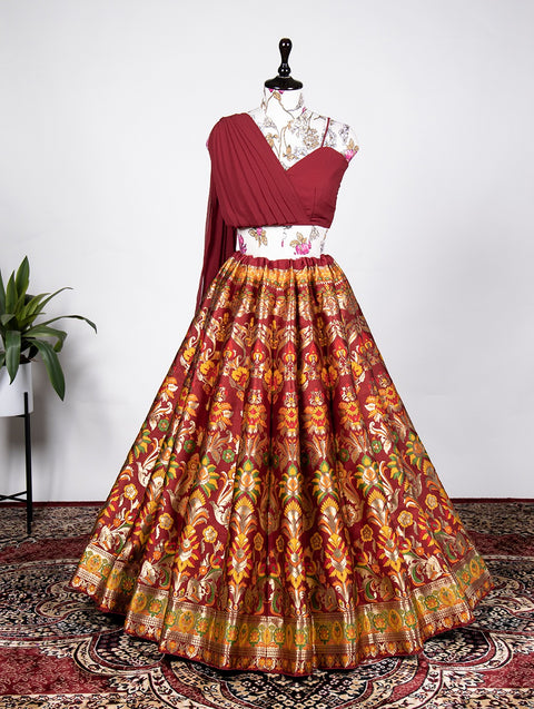 Readytowear Amazing banarasi silk lehenga choli for women readytowear in USA,FreeShipping Indian pure Silk with zari work Lehengacholi - ReadyToWearshop