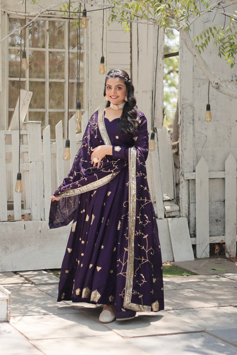 Purple Designed to Make you feel Like a Queen. With Their Comfortable Fit, Premium Fabrics and Stunning Sequins Work Gown For Woman