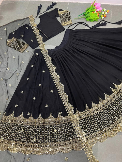 Beautyful georgette partywear lehenga choli for women ,Designer Ready to wear lehenga choli for women Embroidery Sequence Work Lehenga Choli - ReadyToWearshop