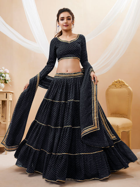 Dazzling Black Color Party wear Heavy Lehenga Choli for Women with Dupatta Sequence Lehenga Choli In USA