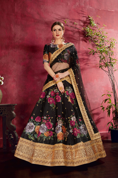 Black Stylish fancy lehenga Choli for women In Wedding Occasion with Dupatta in USA