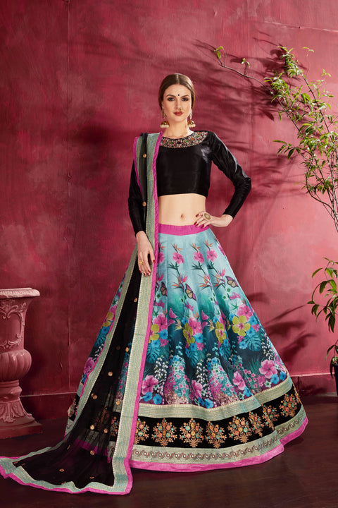 Black Multicolor Traditional fancy lehenga Choli for women In Wedding Occasion with Dupatta in USA