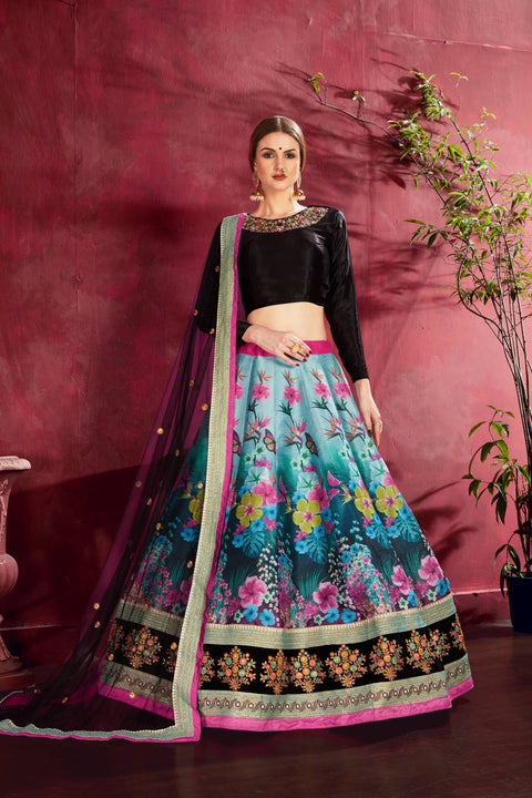 Black Multicolor Traditional fancy lehenga Choli for women In Wedding Occasion with Dupatta in USA