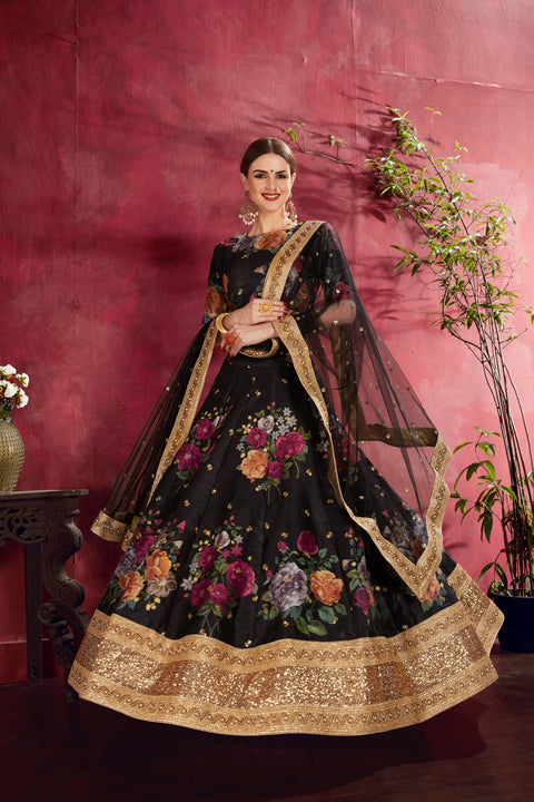 Black Stylish fancy lehenga Choli for women In Wedding Occasion with Dupatta in USA